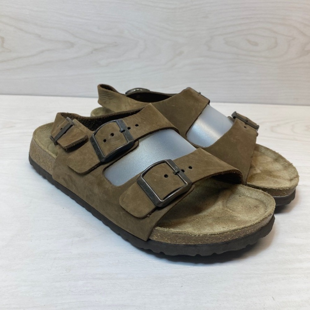 Betula Womens 38 L7 Sandals Three Strap Backstrap Brown Suede Comfort